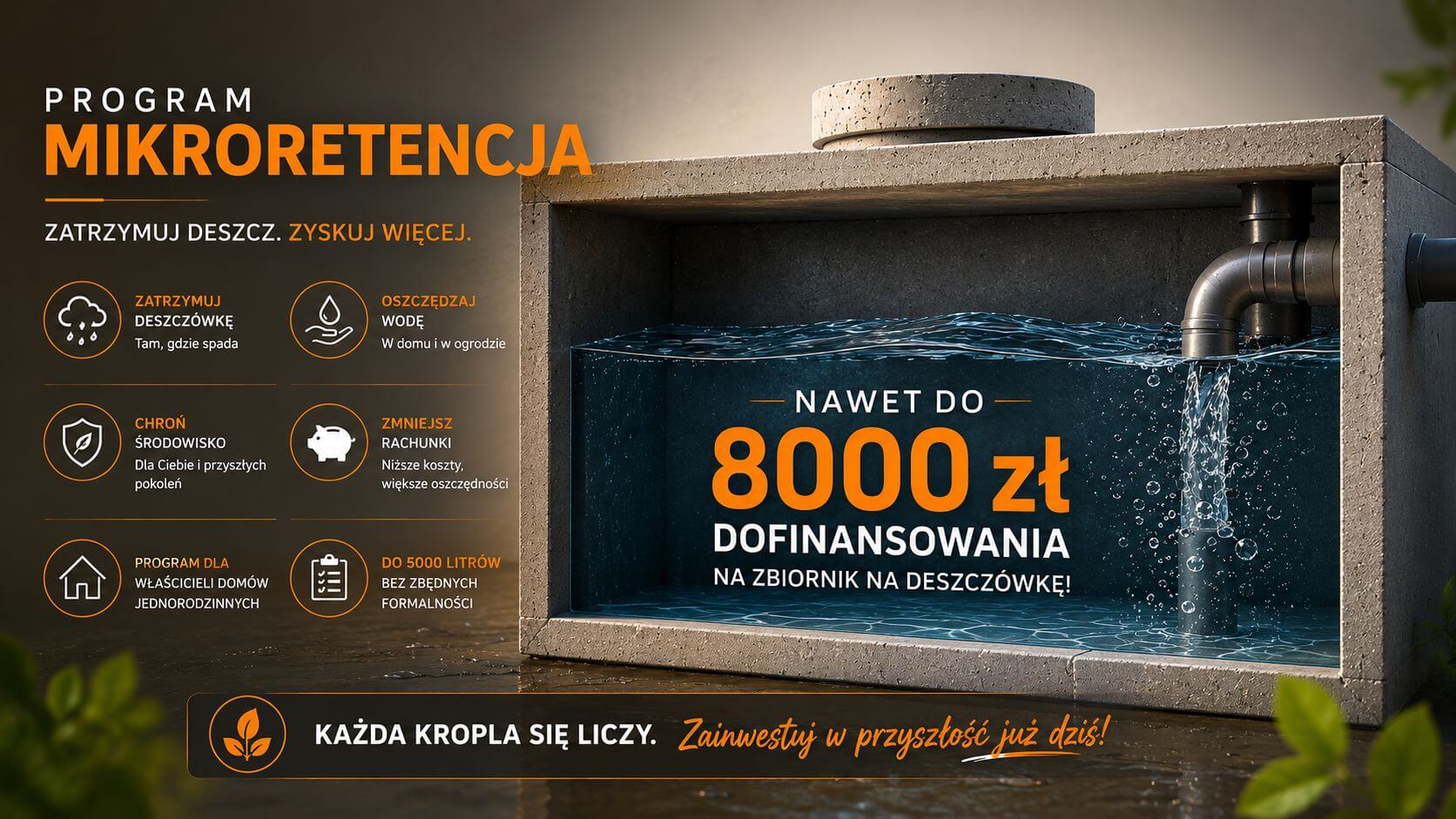 Dotacja na deszczowke - program wsparcia dla zbiornika retencyjnego